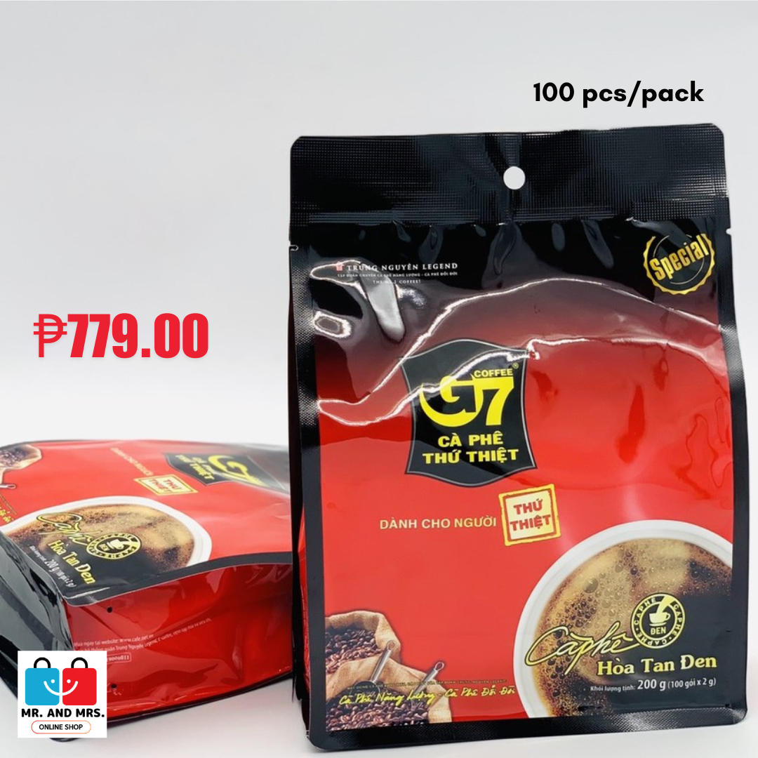 Trung Nguyen G7 Ca Phe Thu Thiet  Hoa Tan Den Vietnamese  Black Coffee 15 , 50 and 100 packs